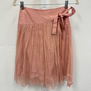 Y2K BCBGMaxAzria Silk Wrap Mini Skirt Fairycore Coquette Boho Light Pink Sz 0